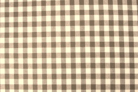 Beige & White Gingham Cotton/Linen Blend