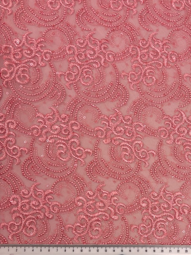 Guava Swirls Corded Lace