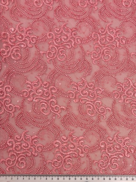 Guava Swirls Corded Lace
