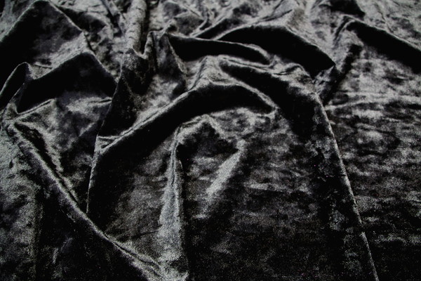 Jet Black Crushed Stretch Velvet