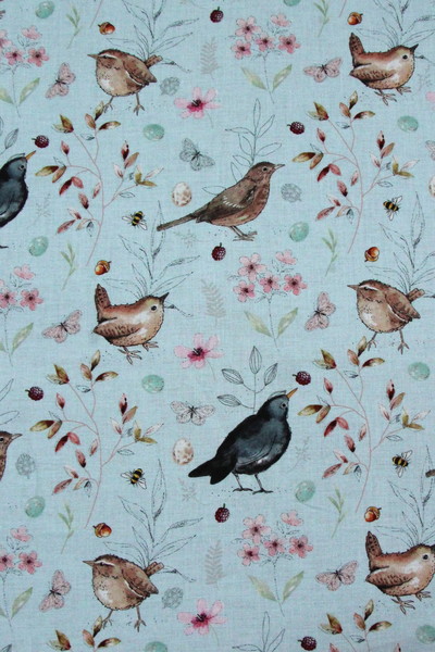 Birdsong on Blue Premium Printed Cotton