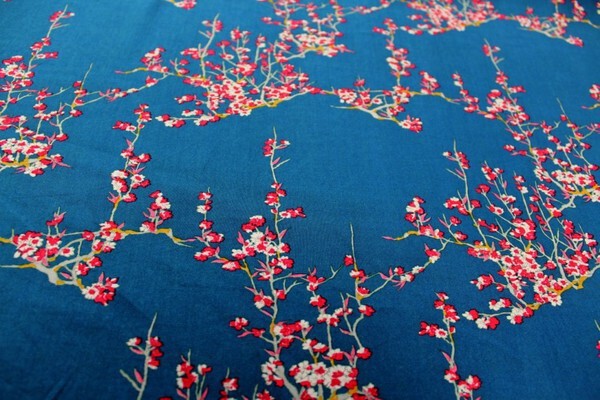 Gorgeous Teal Vintage Look Floral Printed Rayon