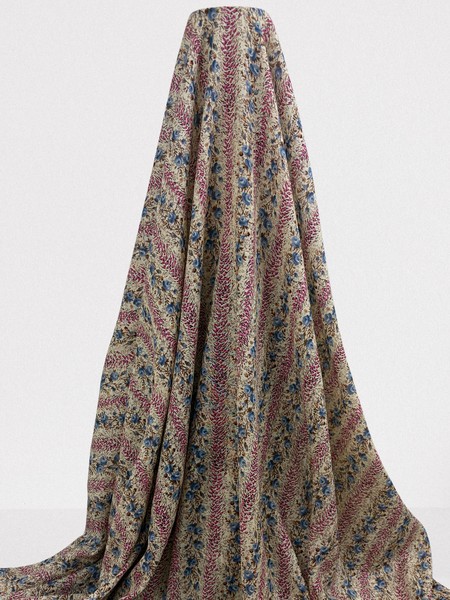 Blue Roses with Pink on Neutral Rayon