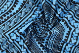 Samoan Tribal Inspired Digital Printed Deep Sky Blue & Black Mini Matt