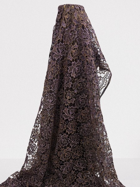 Copper & Mauve Sparkle Guipure Lace
