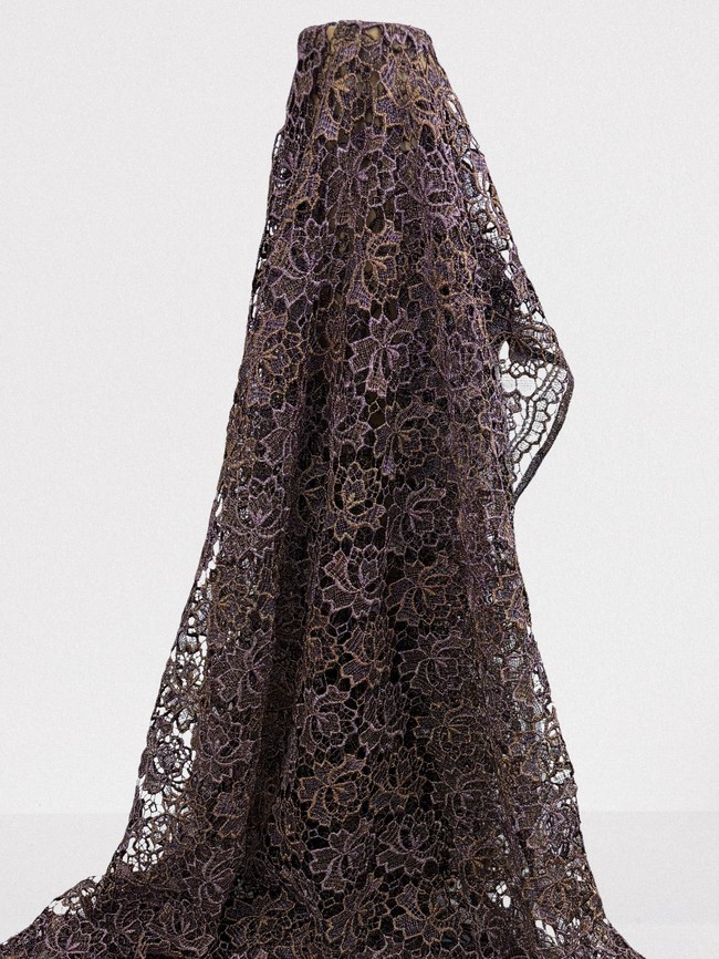 Copper & Mauve Sparkle Guipure Lace