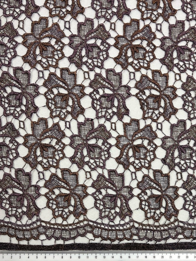 Copper & Mauve Sparkle Guipure Lace