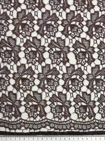 Copper & Mauve Sparkle Guipure Lace