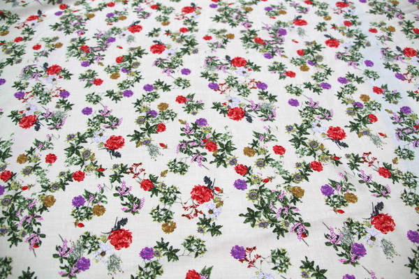 Bright Floral on Cream Rayon