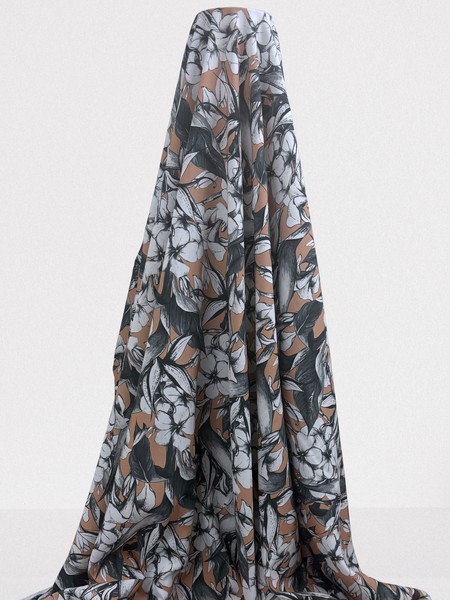 Frangipani on Blush Beige Rayon