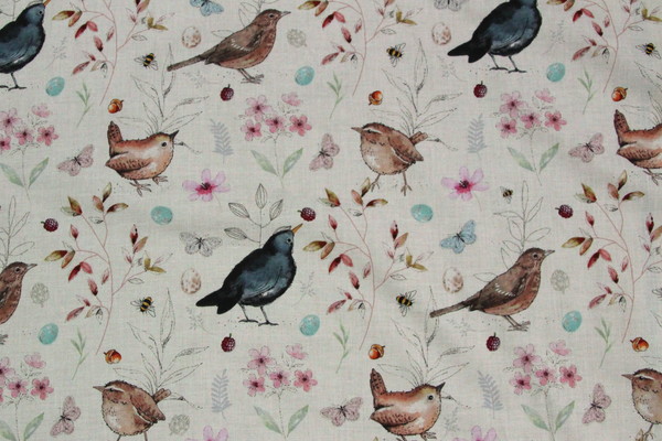 Bird-song on Cream Premium Printed Cotton