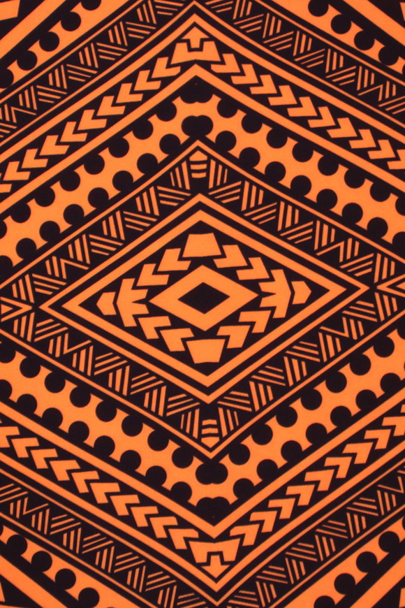 Samoan Tribal Inspired Digital Printed Orange & Brown Pasifika Mini Matt