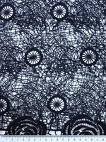 Navy Rose Bordered Cobweb Guipure Lace