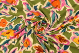 Summer Bright Floral on Pale Green Printed Rayon