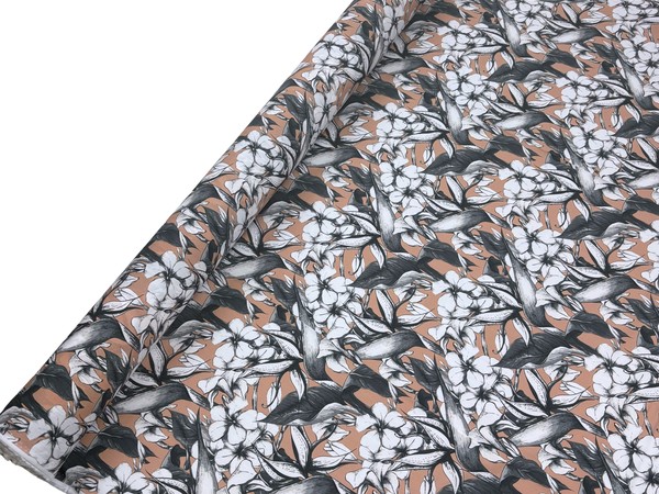 Frangipani on Blush Beige Rayon