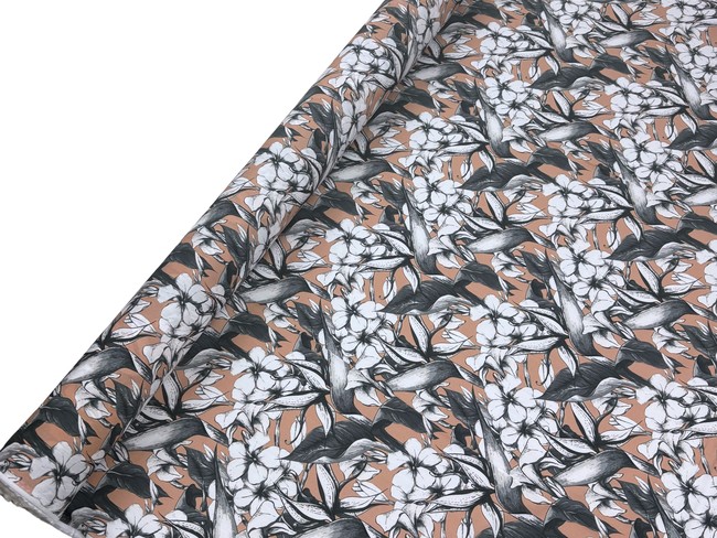 Frangipani on Blush Beige Rayon