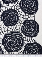 Navy Rose Bordered Cobweb Guipure Lace