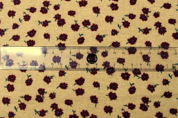 * REMNANT - Tiny Flower Print on Soft Lemon Linen Blend