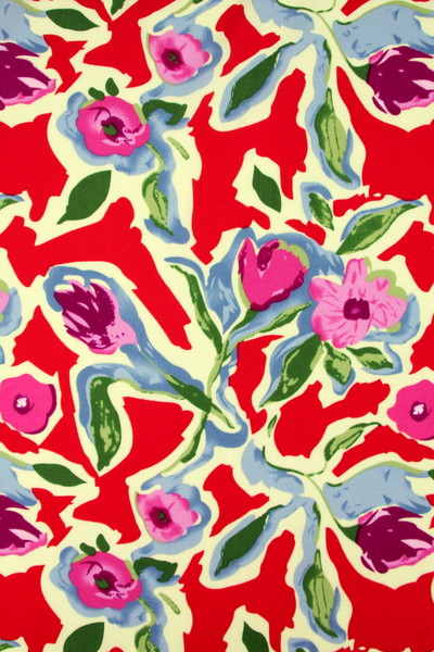 Soft Summer Floral on Lemon Green Printed Rayon