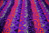 Orange, Yellow & Black Island Print on Purple Knit