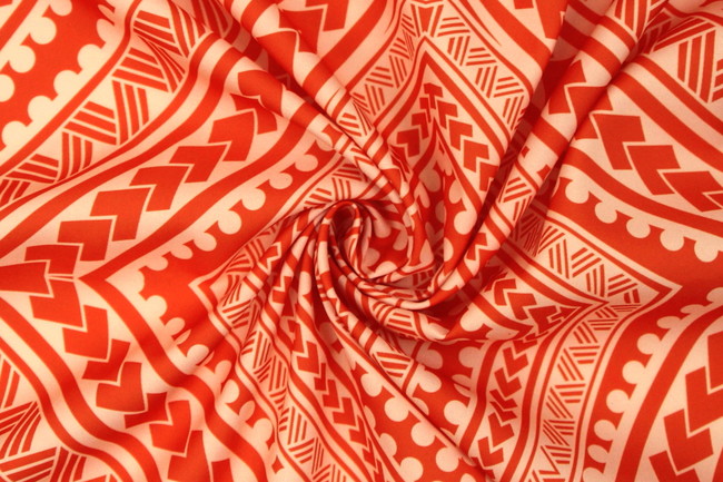 Samoan Tribal Inspired Digital Printed Orange & Light Peach Pasifika Mini Matt