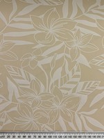 White on Beige Frangipani Design Foiled Stretch Knit