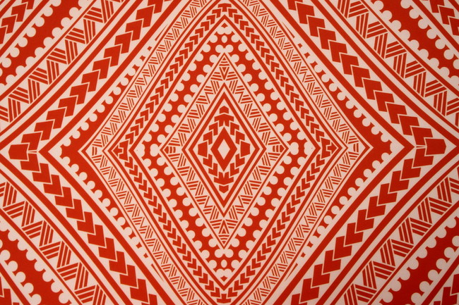 Samoan Tribal Inspired Digital Printed Orange & Light Peach Pasifika Mini Matt