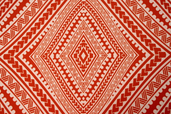 Samoan Tribal Inspired Digital Printed Orange & Light Peach Pasifika Mini Matt