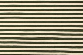Olive & White Striped Cotton Lycra