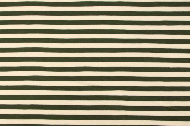 Olive & White Striped Cotton Lycra