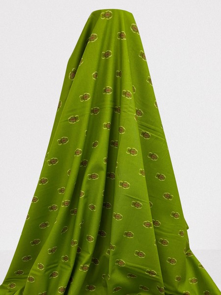 Stag Beetles on Dark Lime Printed Cotton