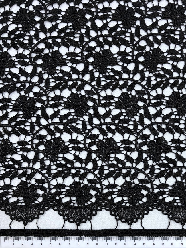 Black Rambling Roses Guipure Lace
