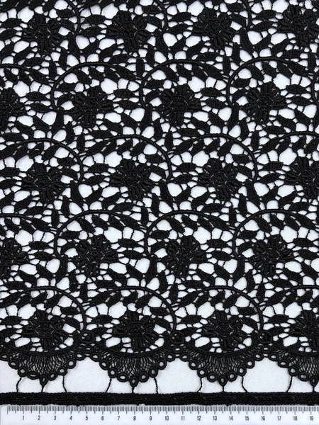 Black Rambling Roses Guipure Lace