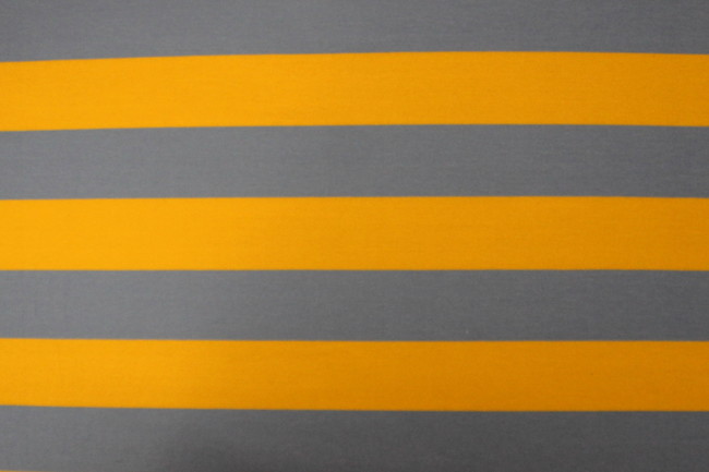 Baby Blue & Light Mustard Striped Cotton Lycra