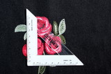 Embroidered Roses on Black Wool Blend