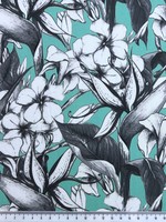 Frangipani on Teal Rayon
