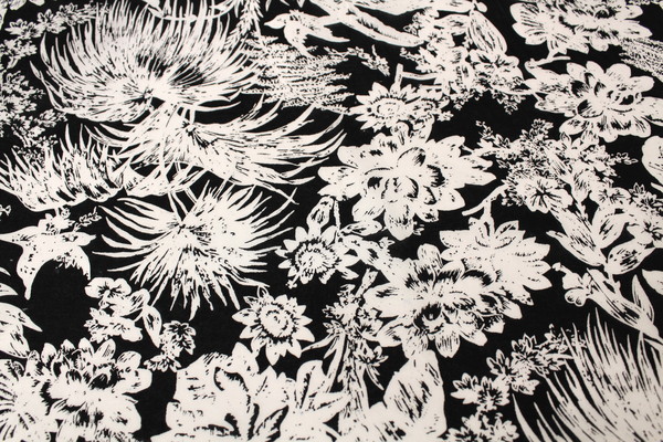 Black & Ivory Floral Soft Silhouette Rayon