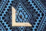Samoan Tribal Inspired Digital Printed Deep Sky Blue & Black Mini Matt