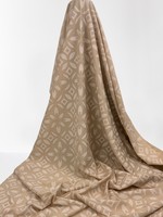 White on Beige Island Design Diamond Flower Foiled Stretch Knit