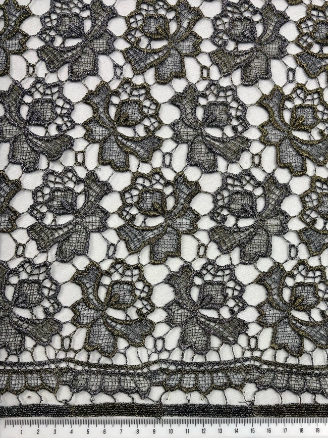 Gold & Silver Floral Sparkle Guipure Lace