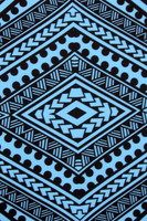 Samoan Tribal Inspired Digital Printed Deep Sky Blue & Black Mini Matt