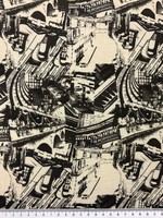 Viscose Black City Scape