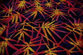 Wine & Yellow Fan Palm Print on Black & Purple Knit