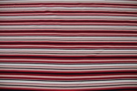 Red, Pink, White & Navy Striped Cotton Lycra