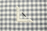Light Blue Grey & White Checked 100% Linen