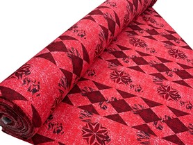 * SPECIAL - Red & Coral Tones Island Design Stretch Knit