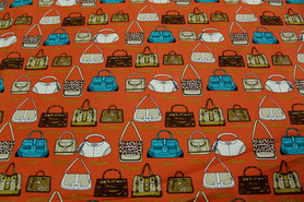 Handbag Print on Tan Cotton 
