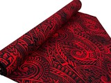 Black on Red Tones Pacific Island Cotton Dobby