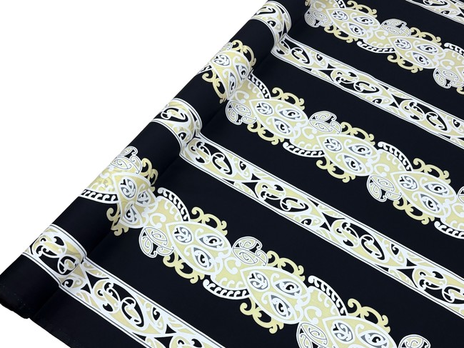 Beige, White & Grey on Black Traditional Designs of Aotearoa