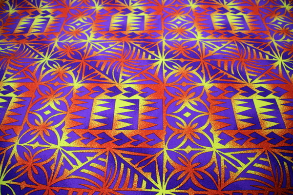 Purple on Gold & Orange Pasifika Printed Mini Matt